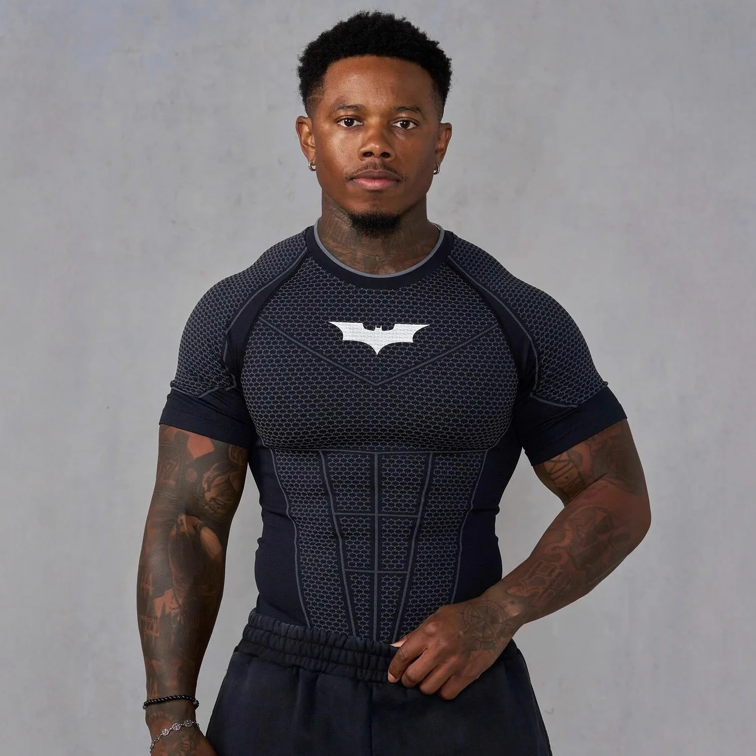 Summer new Men's Tight T-shirt Jogger YA Sports Fitness Ice sensation Tight-fitting Running Training Speed Dry Short sleeves