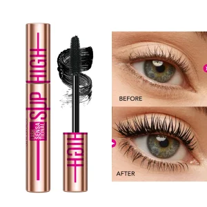 Super High 4D Waterproof Mascara - Volumizing, Curling & Lengthening Formula, Smudge-Proof Long-Lasting Black Mascara