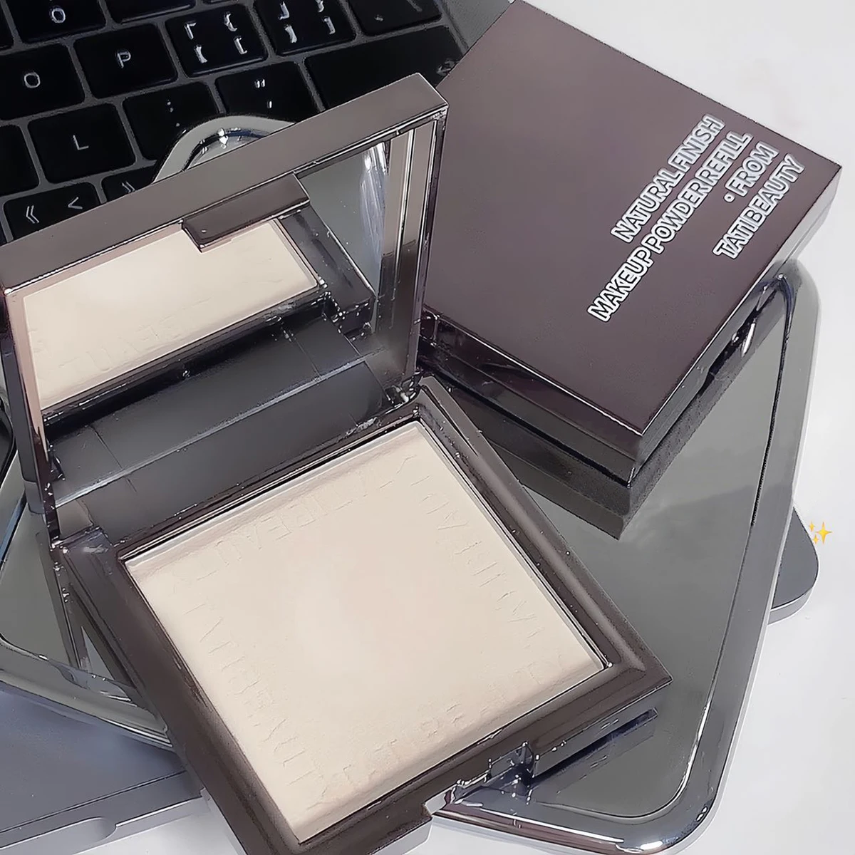 TATIBEAUTY Small Silver Block Powder Soft Focus Oil Control Setting Powder Concealer Pore Light Powder Loose Powder - Image 5