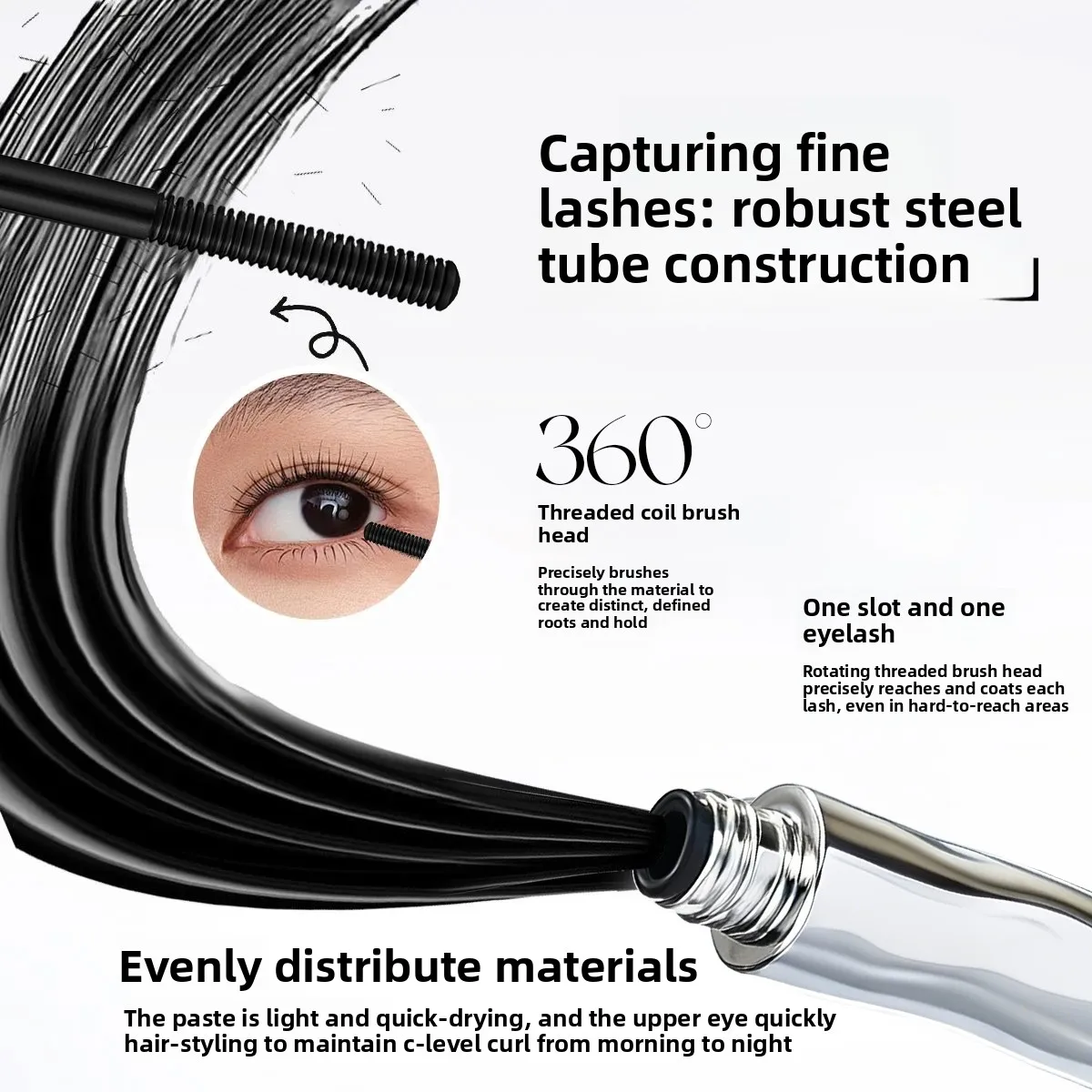 TIIIM Manga Tube Mascara: Lengthening & Curling, Waterproof & Smudge-proof, Clump-free, Long-lasting Hold - Image 6