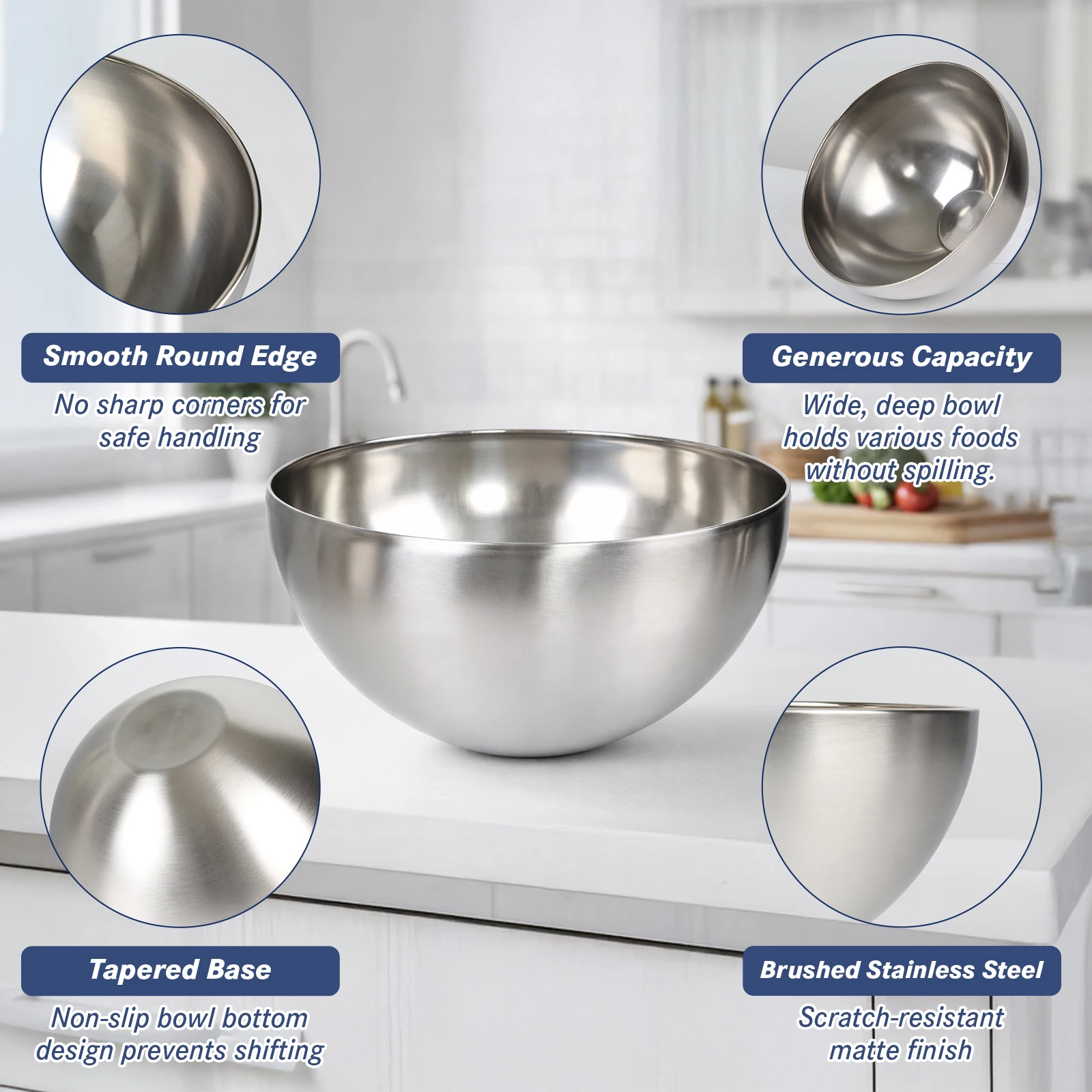 TastyWay Stainless Steel Bowls: DIY Cake, Bread, and Salad Mixing Bowls; Round Dinner Bowls; Soup Bowls; Rice Bowls; Serving Pla - Image 3