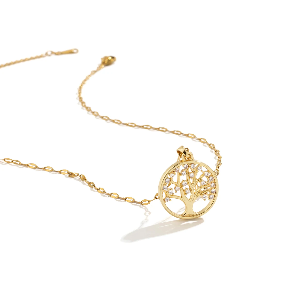 Temperamental Luxury Rhinestone Tree of Life Pendant Necklace Women Vintage Stainless Steel Waterproof Chain Aesthetic Jewelry - Image 5