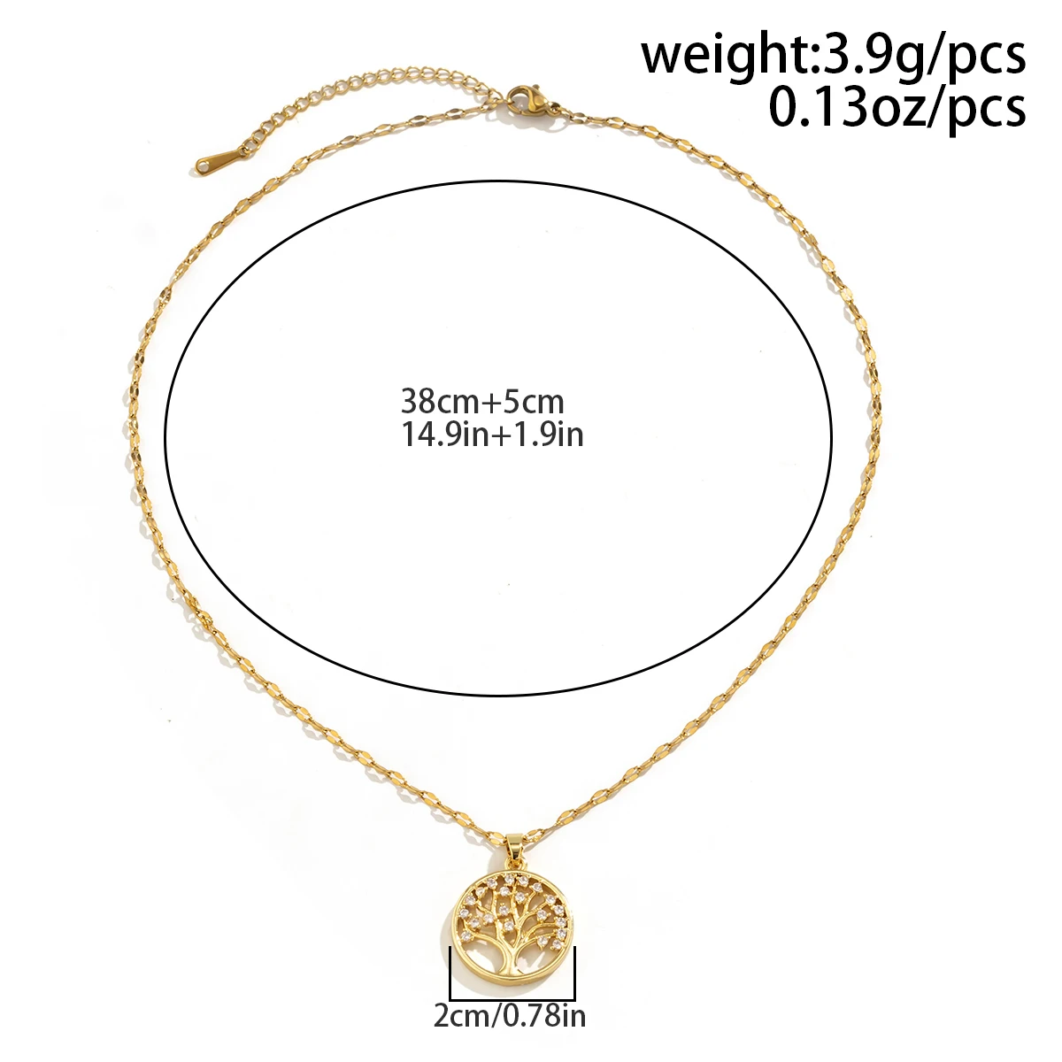 Temperamental Luxury Rhinestone Tree of Life Pendant Necklace Women Vintage Stainless Steel Waterproof Chain Aesthetic Jewelry - Image 6