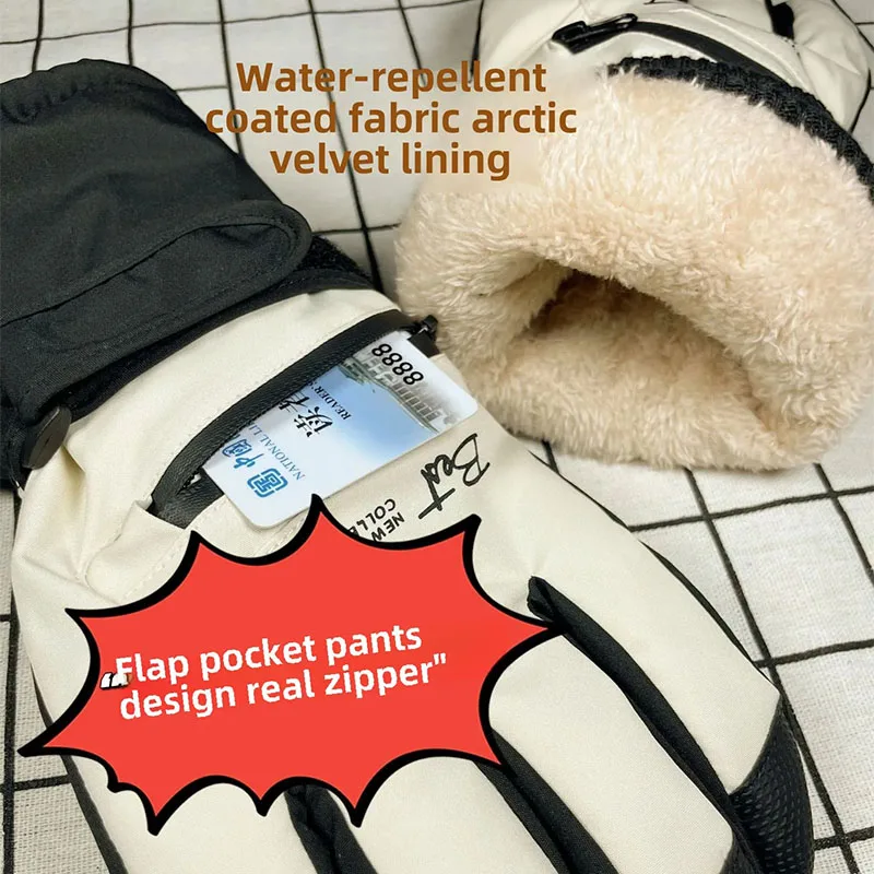 Thermal Winter Cycling Gloves Non-Slip Touch Screen Ski Gloves Men's Women's Waterproof Warm Snowboard Accessories with Pocket - Image 6