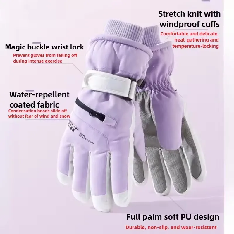 Thermal Winter Cycling Gloves Non-Slip Touch Screen Ski Gloves Men's Women's Waterproof Warm Snowboard Accessories with Pocket - Image 4