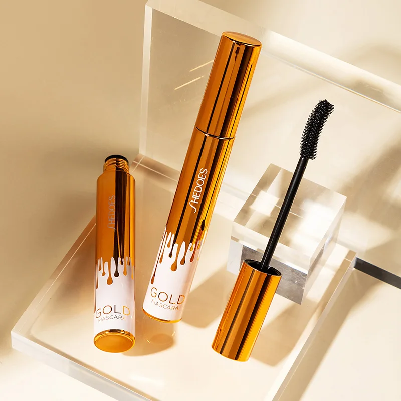 Thick Curly Eye Black Waterproof Non Smudging Slim Durable And Makeup Free Eye Black Gold Color Mascara - Image 3