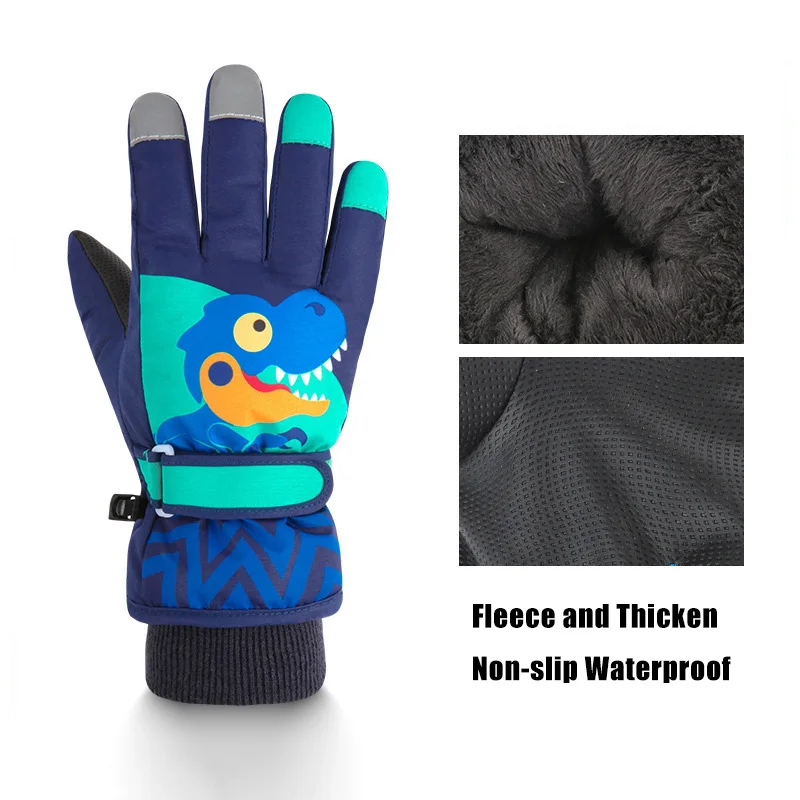 Thicken Baby Winter Gloves Coral Fleece Waterproof Child Ski Gloves Snowboard Outdoor Sports Kids Snow Mittens for Girls Boys - Image 3