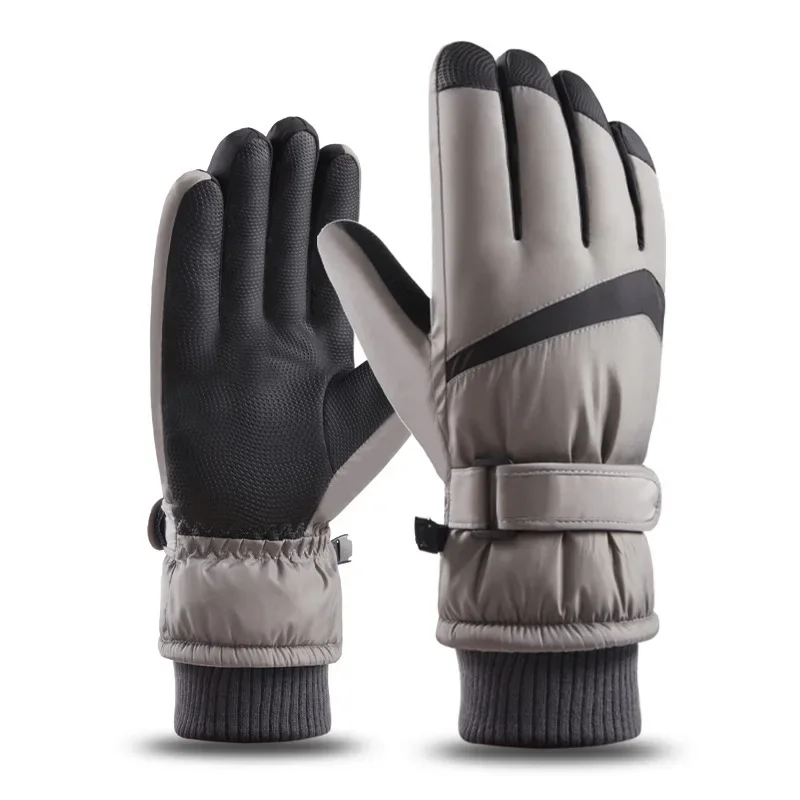 Thickened Fleece Winter Skiing Gloves Waterproof Anti-Cold Touchscreen Motorcycle Riding Gloves Men's Long Anti-Slip Gloves
