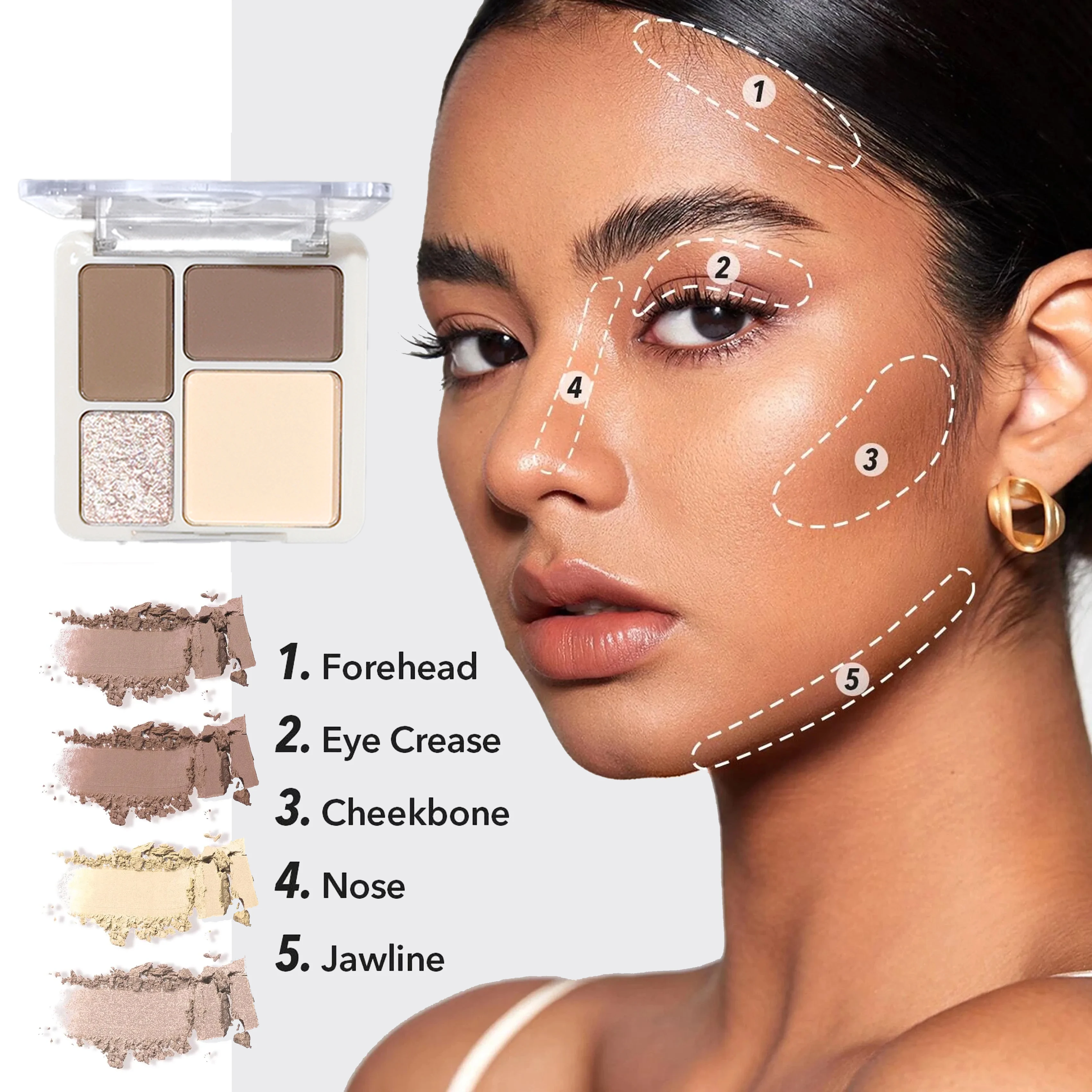 Three-dimensional facial four-color highlight contour palette,matte long-lasting brightening three-dimensional contour cosmetics - Image 3