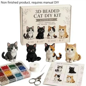 Tiny 3D Beaded Animal Kit Easy DIY Beading Bead Art Craft Kit with Colorful Beads Accessories for Beginners Craft Enthusiasts