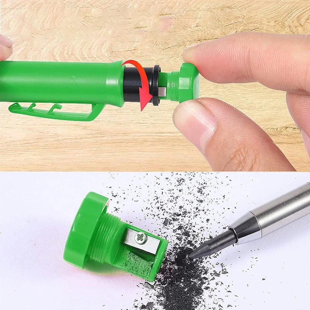 Top Solid Carpenter Mechanical Pencil Woodworking Long Head Deep Hole Markers Pen Pencils Refill Leads Sharpener Stationery - Image 6
