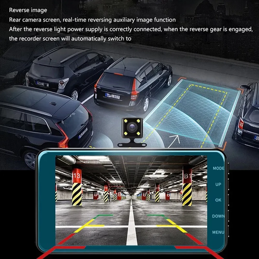 Touch Screen Dual-Lens Car DVR 4-inch 1080P Dash Cam for Cars Video Recorder Optional Rear View Camera 24H Parking Monitor - Image 4