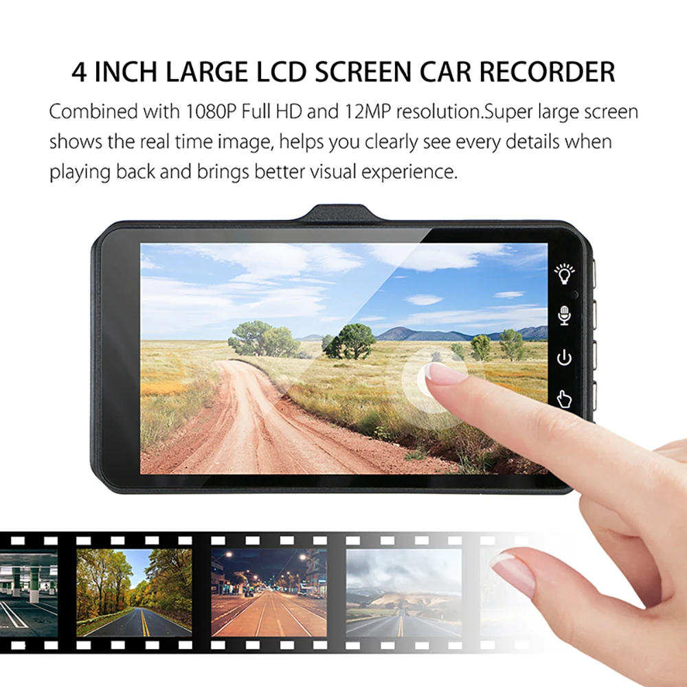 Touch Screen Dual-Lens Car DVR 4-inch 1080P Dash Cam for Cars Video Recorder Optional Rear View Camera 24H Parking Monitor - Image 3
