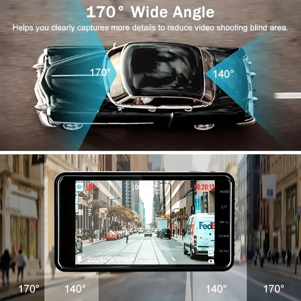 Touch Screen Dual-Lens Car DVR 4-inch 1080P Dash Cam for Cars Video Recorder Optional Rear View Camera 24H Parking Monitor - Image 5