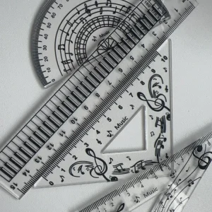 Transparent Music Note Ruler Set Piano Keyboard Design Straight Triangle Circle Ruler for School Stationery