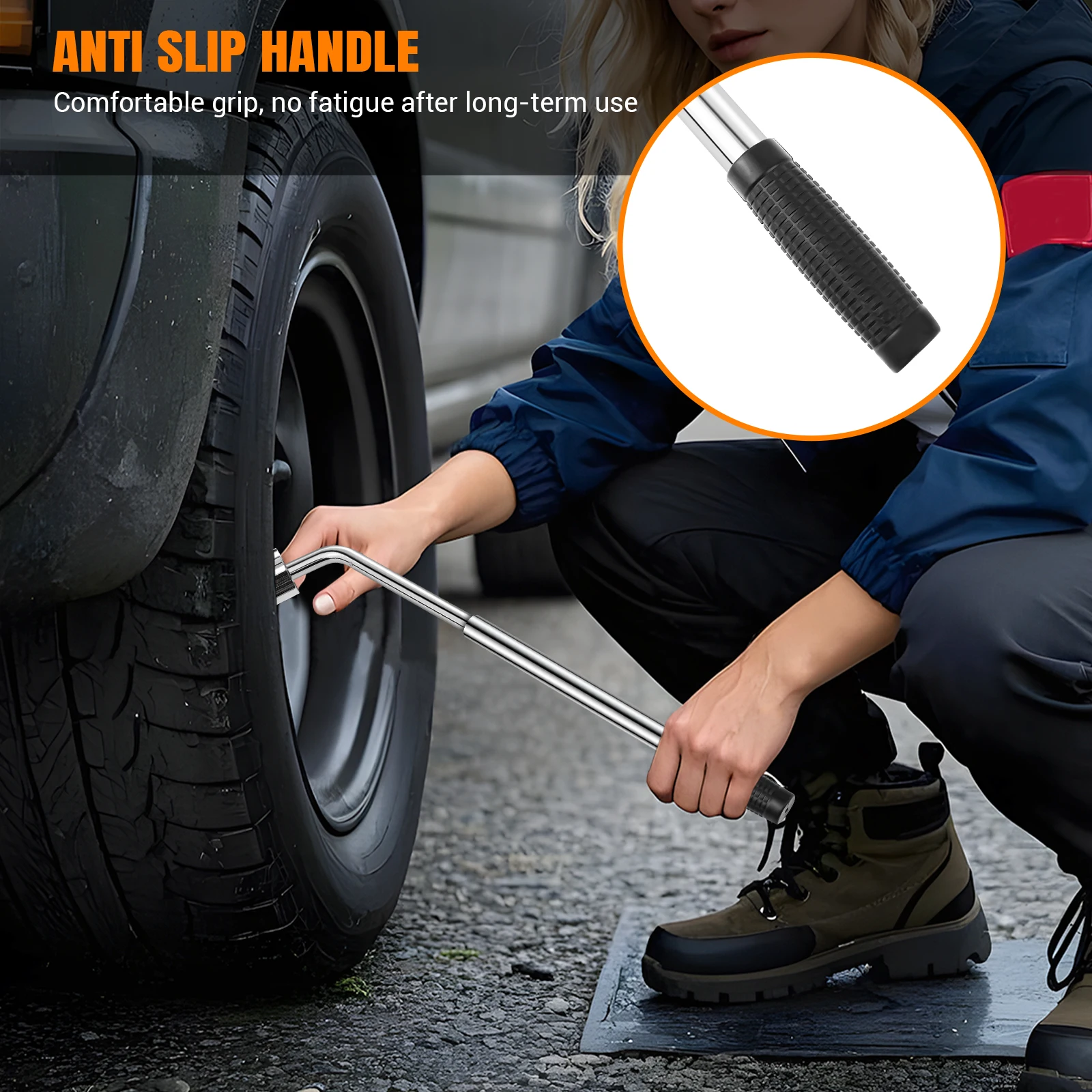 Travel Emergency Breakdown Wrench Set,Extendable Wheel Socket Tyre, Universal Car Lug Wrench Car Wheel Tire Change Tools - Image 6