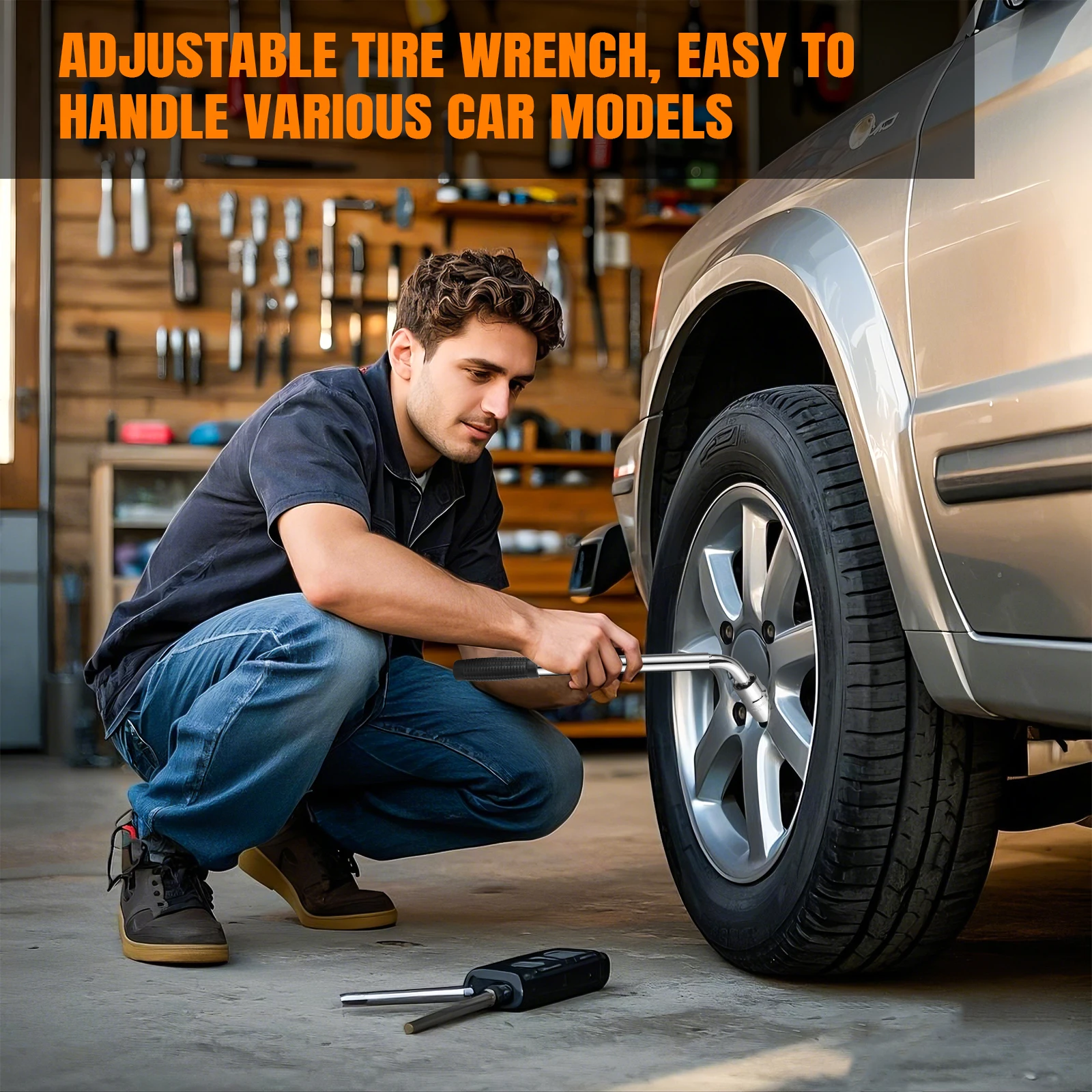 Travel Emergency Breakdown Wrench Set,Extendable Wheel Socket Tyre, Universal Car Lug Wrench Car Wheel Tire Change Tools - Image 3