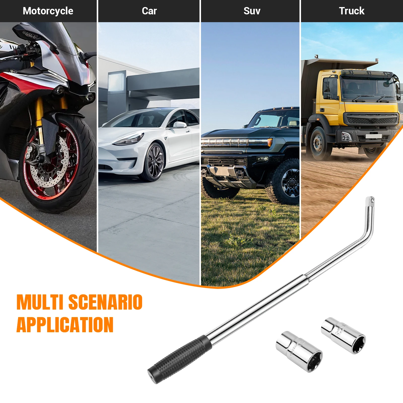 Travel Emergency Breakdown Wrench Set,Extendable Wheel Socket Tyre, Universal Car Lug Wrench Car Wheel Tire Change Tools - Image 5