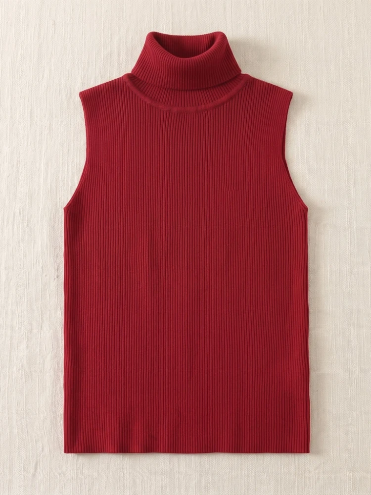 Turtleneck Sweater 2026 Summer Sleeveless Sweater Women Tank Tops Women Simple Versatile Slim Solid Knitted Vest - Image 6