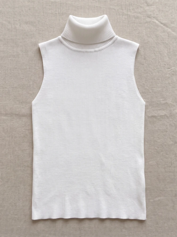 Turtleneck Sweater 2026 Summer Sleeveless Sweater Women Tank Tops Women Simple Versatile Slim Solid Knitted Vest - Image 4