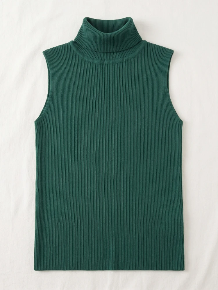 Turtleneck Sweater 2026 Summer Sleeveless Sweater Women Tank Tops Women Simple Versatile Slim Solid Knitted Vest - Image 5