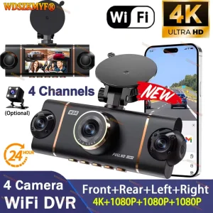 UHD 4K 1080P Car Dash Cam 4CH Car DVR 360° WIFI APP Video Recorder Front With Rear View Night Vision 4K Black Box