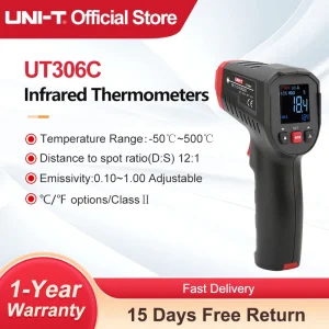 UNI-T Infrared Thermometer UT306S UT306C Non-contact Industrial Laser Digital Temperature Meter Temperature Gun Tester -50-500