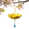 Umbrella-Shaped Hanging Bird Bath Weather-Resistant Decorative Bird Feeder Tray Bee Watering Station for Wild Bird