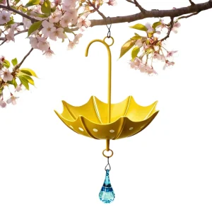 Umbrella-Shaped Hanging Bird Bath Weather-Resistant Decorative Bird Feeder Tray Bee Watering Station for Wild Bird