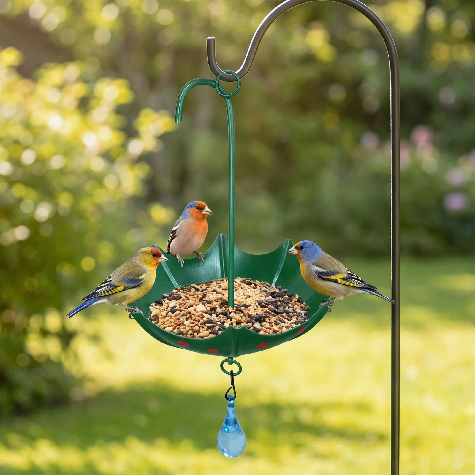 Umbrella-Shaped Hanging Bird Bath Weather-Resistant Decorative Bird Feeder Tray Bee Watering Station for Wild Bird - Image 5