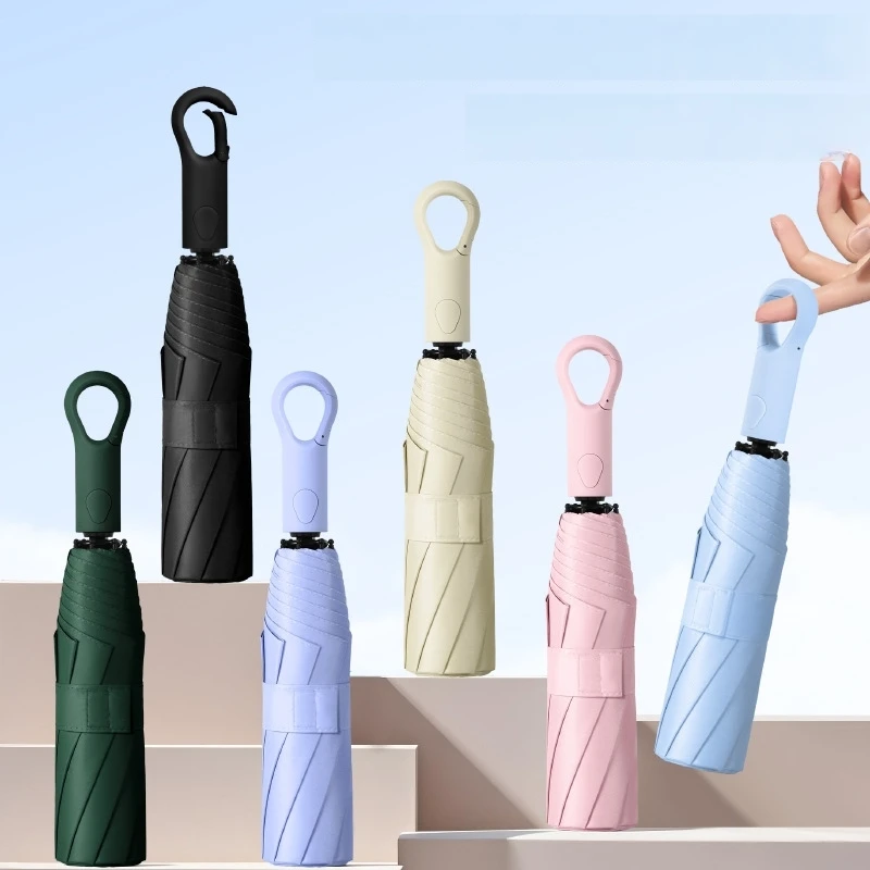 Umbrellas for Rain with Ring Buckle Travel Umbrella Compact for Backpack, Car, Walking, Automatic UV Umbrella for Sun Protection