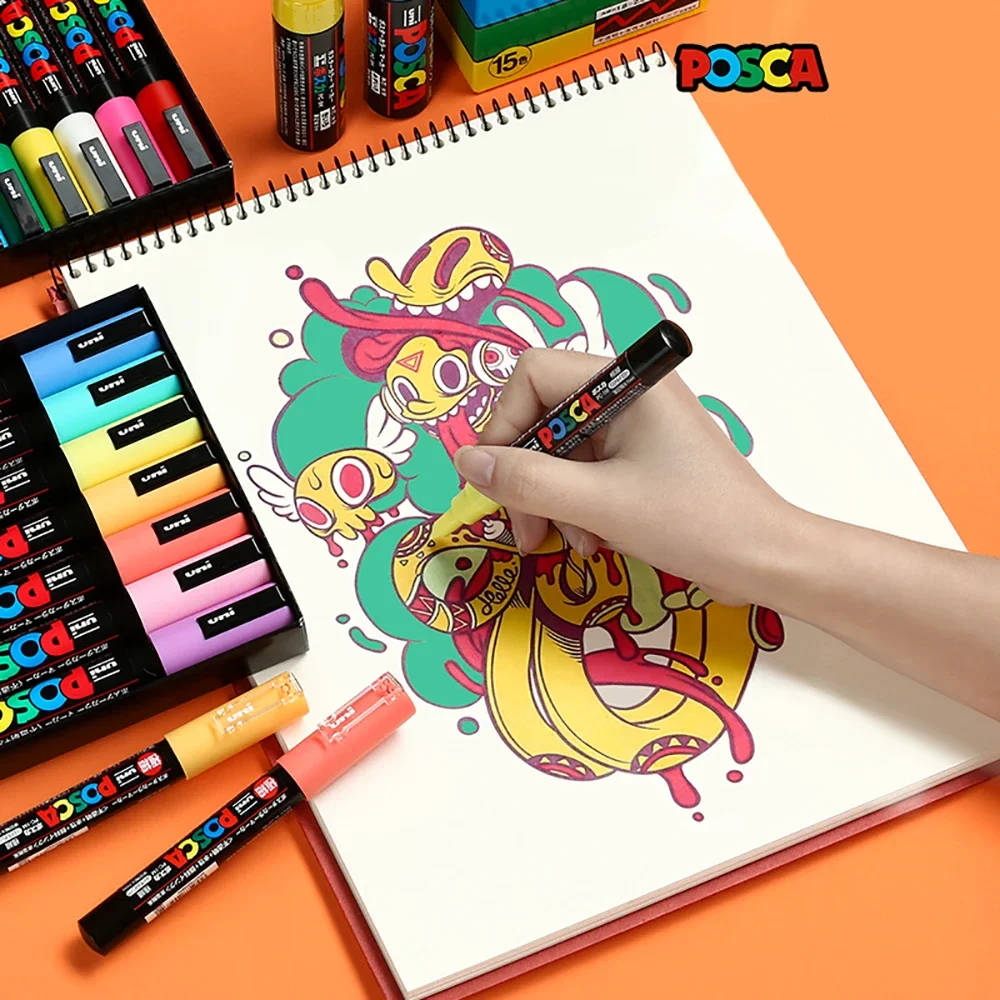 Uni Posca Markers Set Acrylic Paint Drawing PC-3M Colores Graffiti Pencil Case DIY Highlighter Pen Case Art Supplies Stationery - Image 3