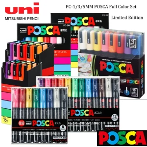 Uni Posca Markers Set Acrylic Paint Drawing PC-3M Colores Graffiti Pencil Case DIY Highlighter Pen Case Art Supplies Stationery