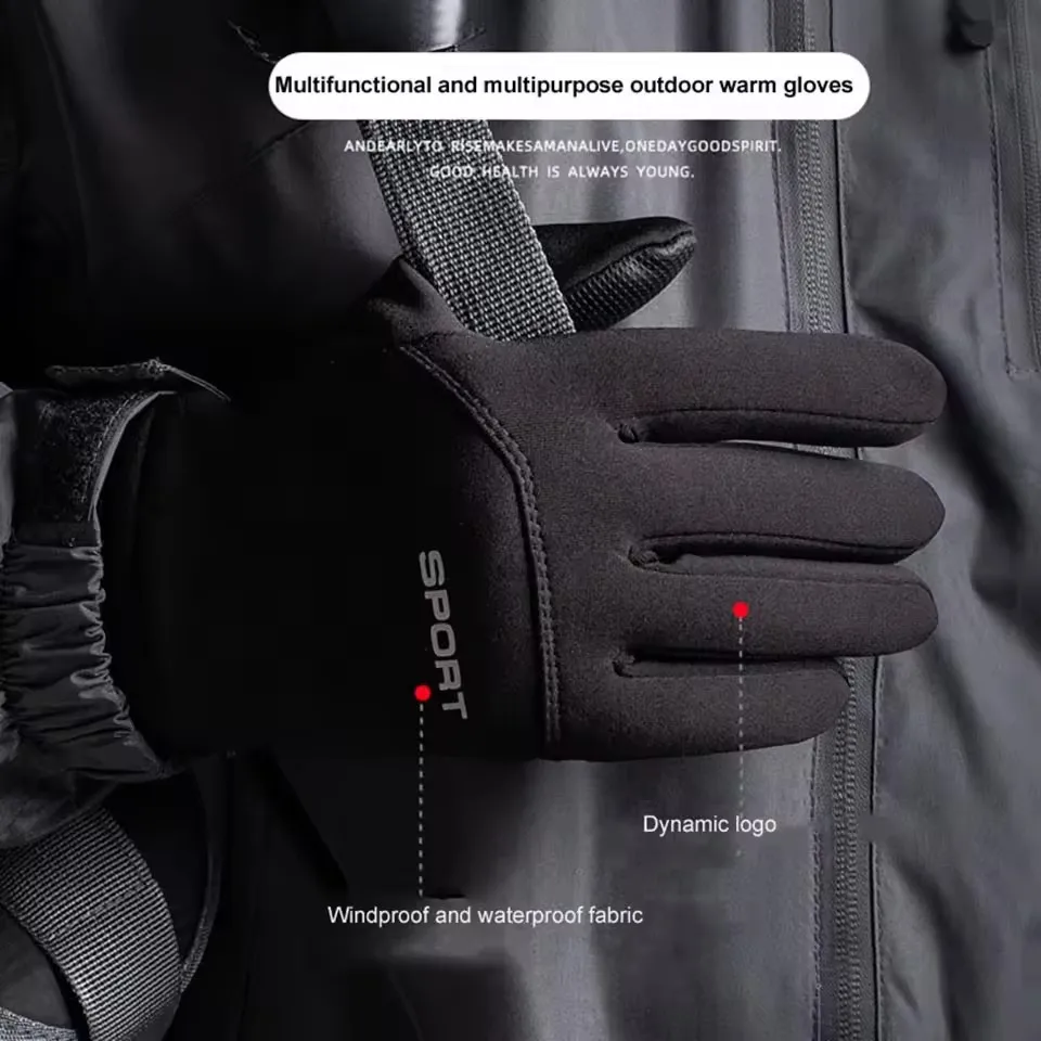 Unisex Plush Winter Touchscreen Gloves Windproof Cold Resistant Warm Cycling Gloves For Outdoor Sports - Image 3