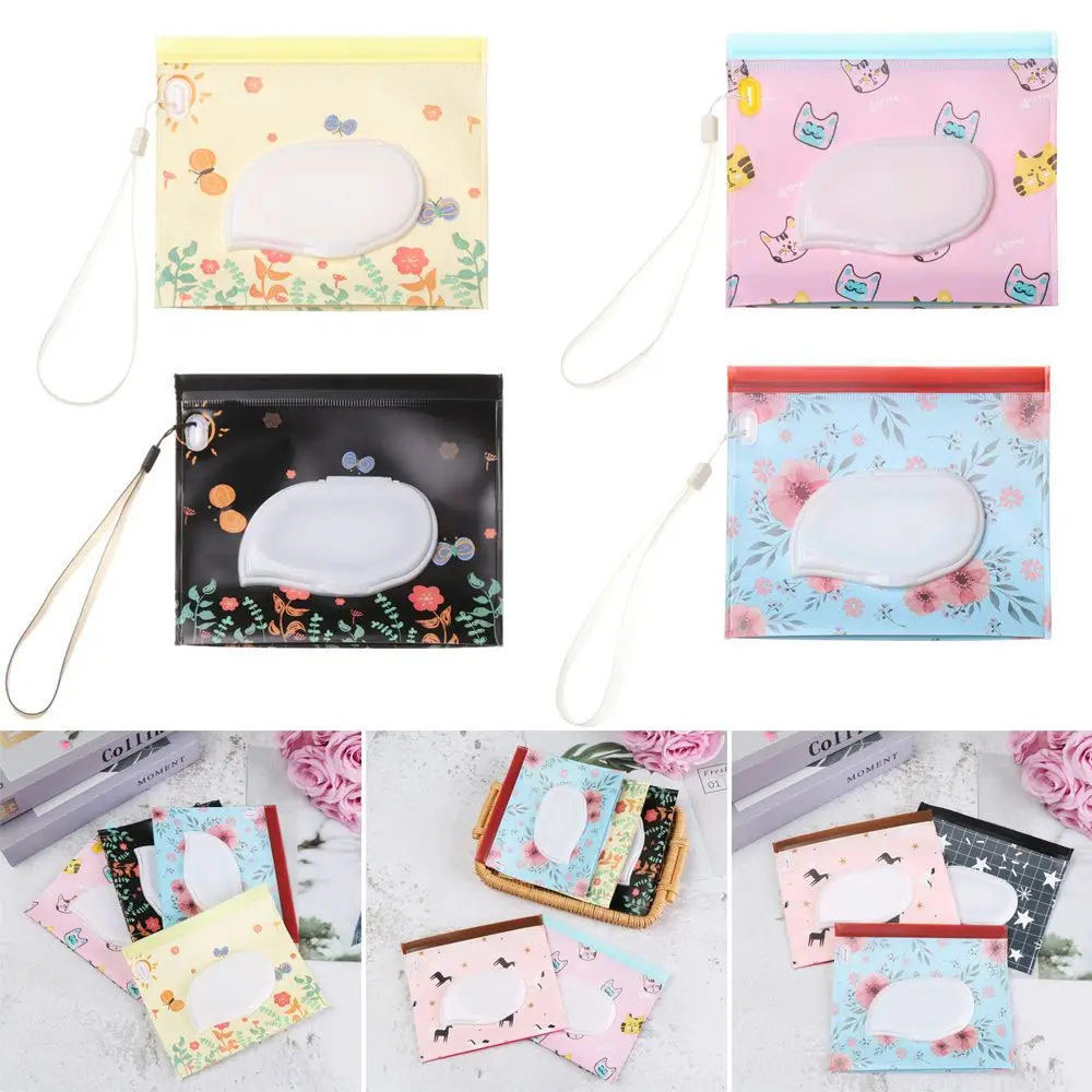 Useful Cute Carrying Case Product Snap-Strap Flip Cover Wet Wipes Bag Tissue Box Cosmetic Pouch Stroller Accessories - Image 3