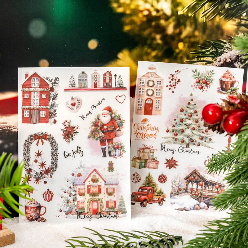 Vintage Christmas Rub On Stickers for Xmas Card Making Junk Journaling Scrapbooking Decorative Craft Supplies Transfer Sticker - Image 2