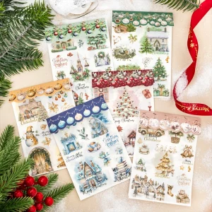 Vintage Christmas Rub On Stickers for Xmas Card Making Junk Journaling Scrapbooking Decorative Craft Supplies Transfer Sticker
