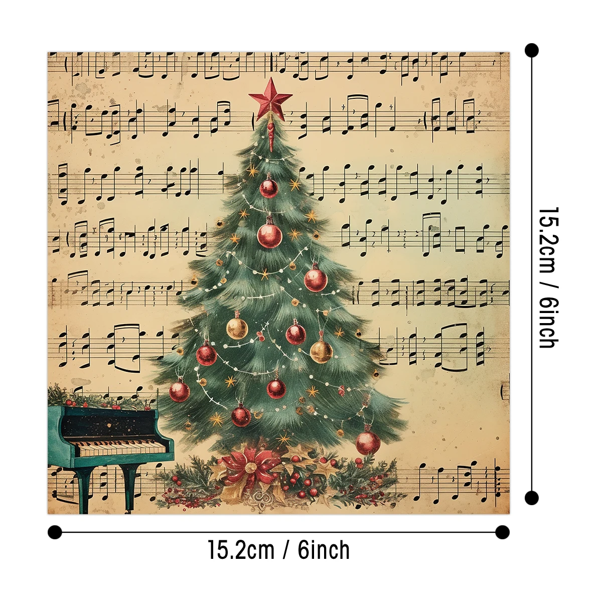 Vintage Christmas Sheet Music Scrapbook Paper Set,12sheets Xmas Decorative Decoupage Paper for DIY Crafts,Gift Wrap,Scrapbooking - Image 2