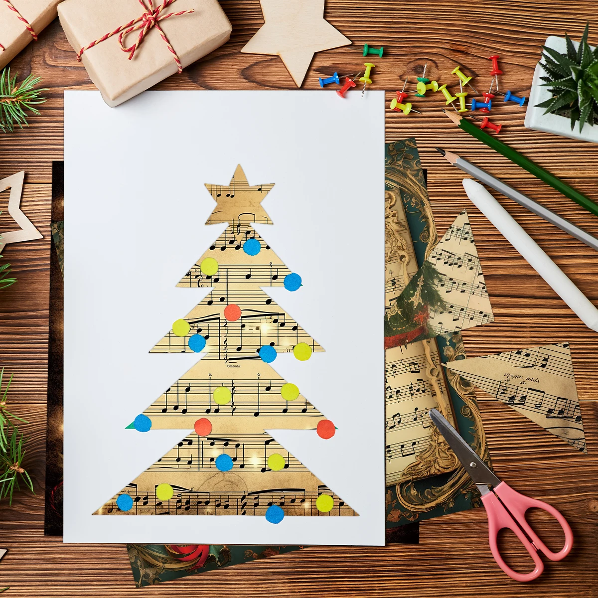 Vintage Christmas Sheet Music Scrapbook Paper Set,12sheets Xmas Decorative Decoupage Paper for DIY Crafts,Gift Wrap,Scrapbooking - Image 3