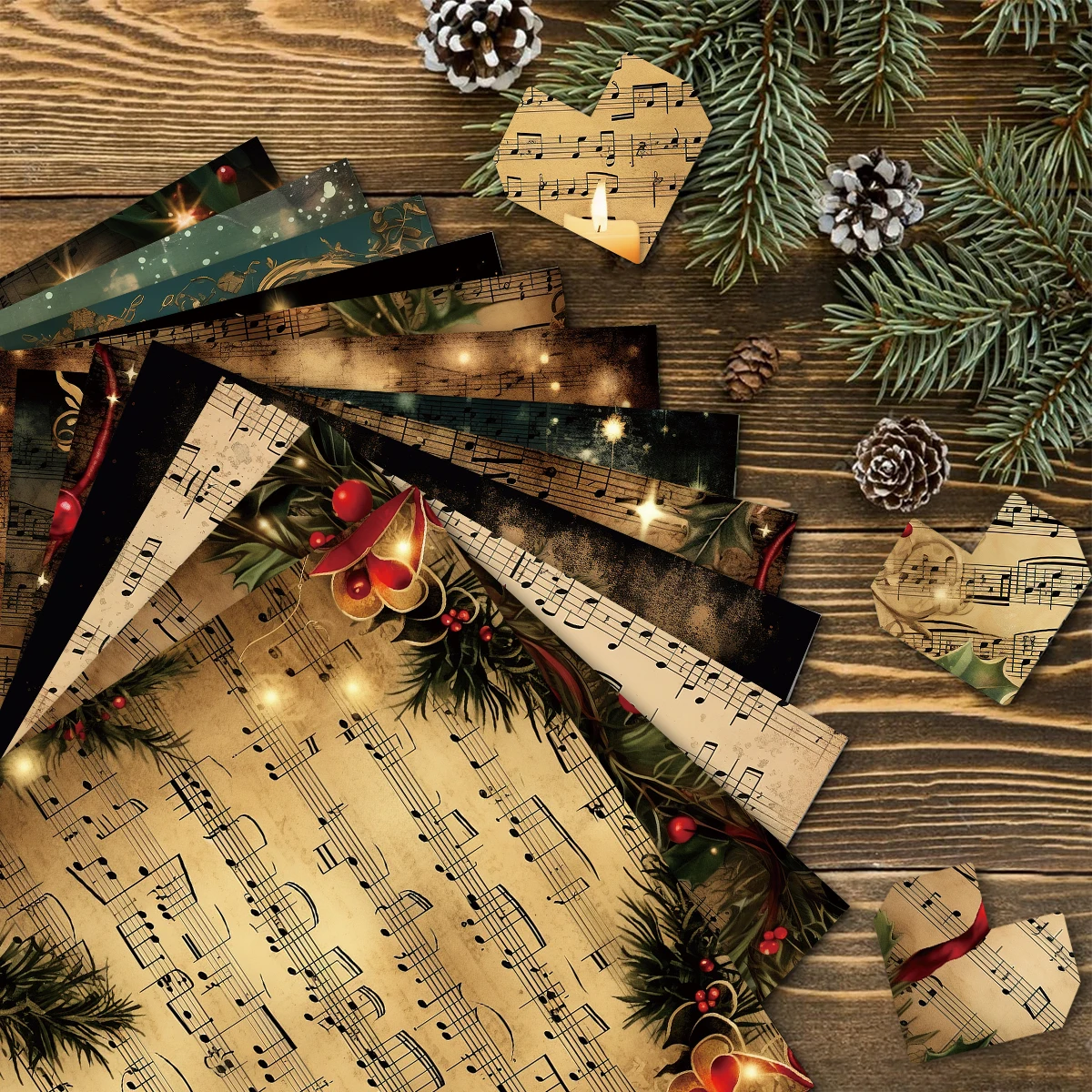 Vintage Christmas Sheet Music Scrapbook Paper Set,12sheets Xmas Decorative Decoupage Paper for DIY Crafts,Gift Wrap,Scrapbooking - Image 4