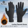 WEST BIKING Thermal Cycling Gloves Winter Fleece Windproof Bike Gloves Touch Screen Full Finger Gloves Outdoor Cycling Equipment