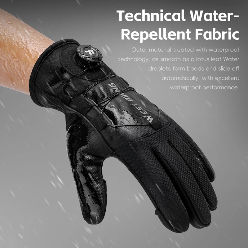 WEST BIKING Winter Self-Locking Bicycle Gloves Thermal Warm Full Finger Cycling Gloves Sports Touchscreen Twist Locking Gloves - Image 5