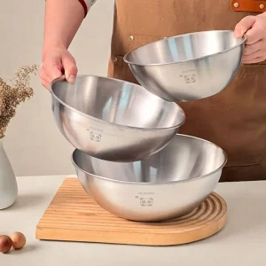 WORTHBUY 304 Stainless Steel Salad Bowls Durable Large Capacity Kitchen Baking Mixing Bowls With Scale Line Food Container