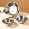 WORTHBUY Round Fruit Salad Bowl 304 Stainless Steel Kneading Bowl Large Capacity Cooking Baking Mixing Bowls Kitchen Tableware ﻿