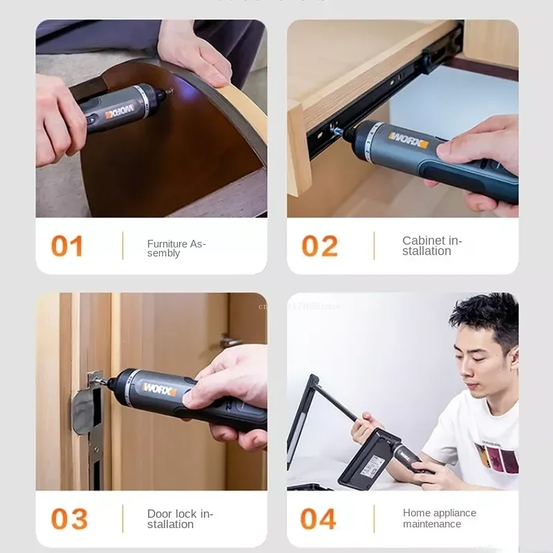 WORX WX242 4V Electrical Screwdriver Set Smart Cordless Electric Screwdrivers USB Rechargeable 30 Bit Set Mini Drill Power Tool - Image 4