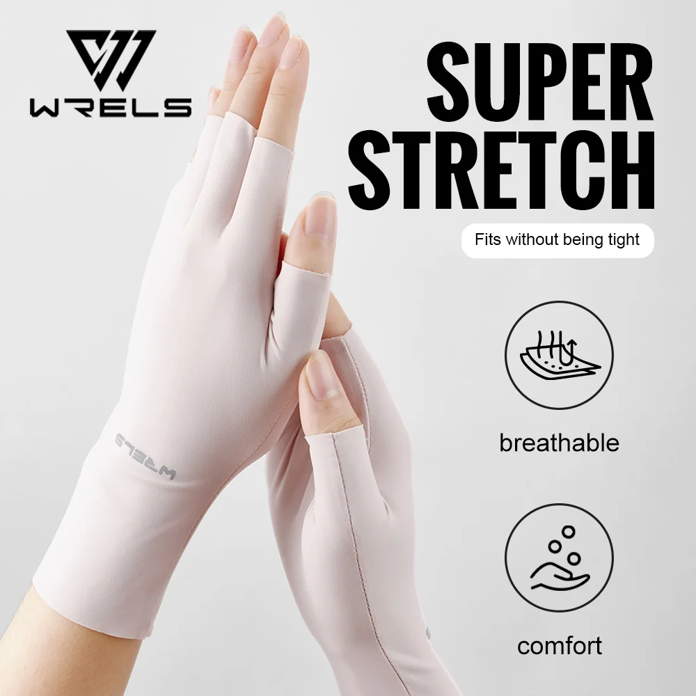 WRELS Fingless UV Protection Sunblock Gloves Non-Slip Riding Summer Outdoor Gloves Girls UV Protection Gloves for Gel Manicures - Image 2