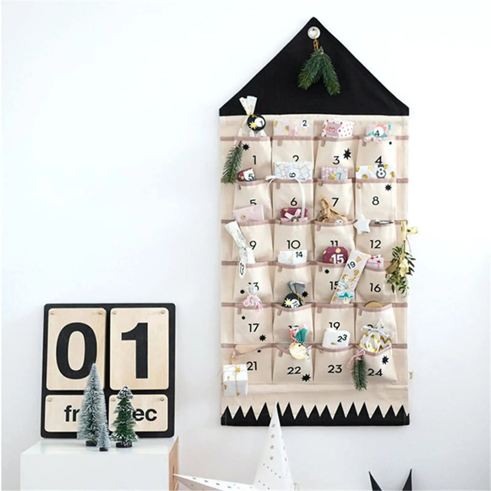 Wall Hanging Decor Xmas 2025 Christmas Advent Calendar with 24 Pockets Reusable Countdown Calendar Home Christmas DIY Decoration - Image 6