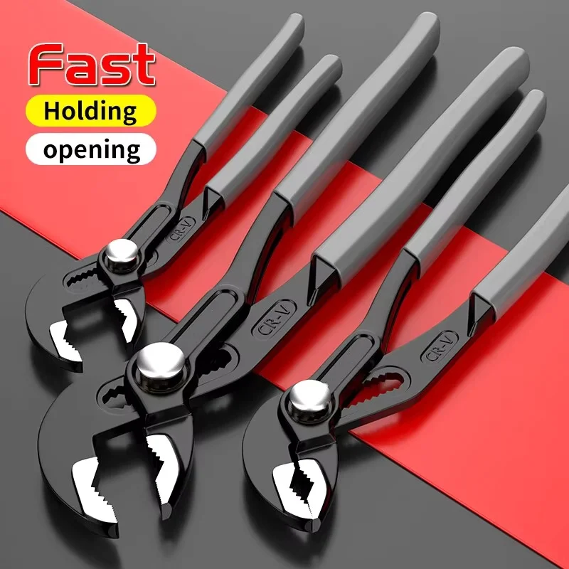 Water Pump Pliers Quick-Release Plumbing Pliers Pipe Wrench Adjustable Water Pipe Clamp Pliers Household Hand Tools Multi-functi - Image 3
