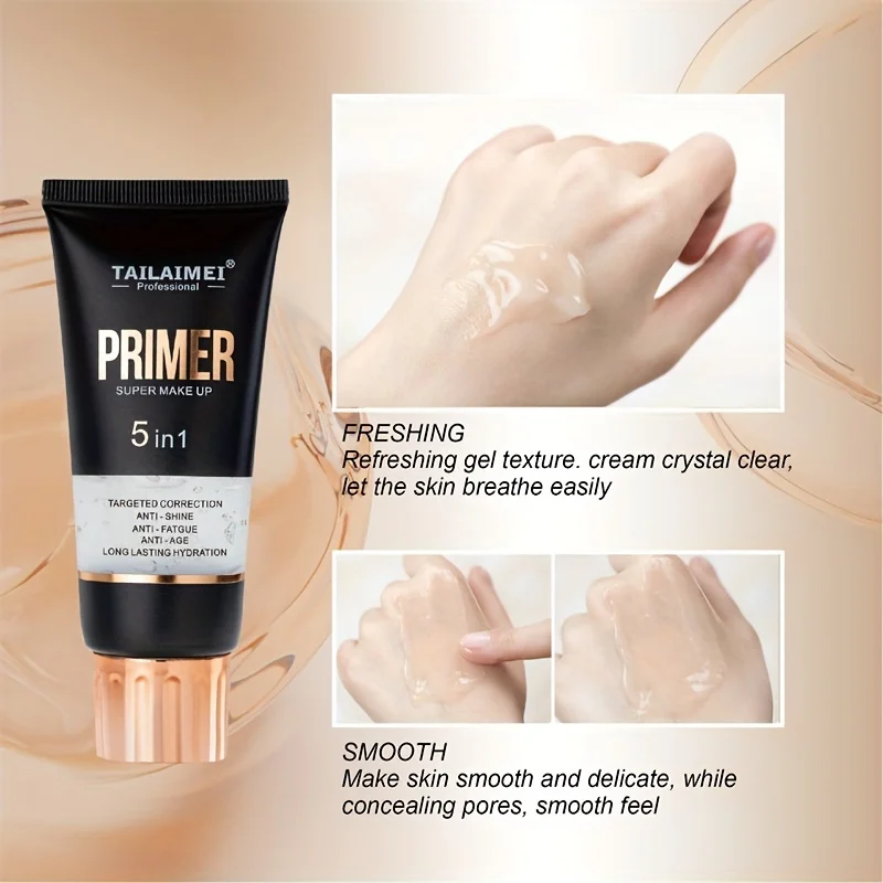 Waterproof Base Transparent Gel Makeup Primer - Full Coverage Matte Foundation With Color Retention, Natural Avocado And Rose Ex - Image 2