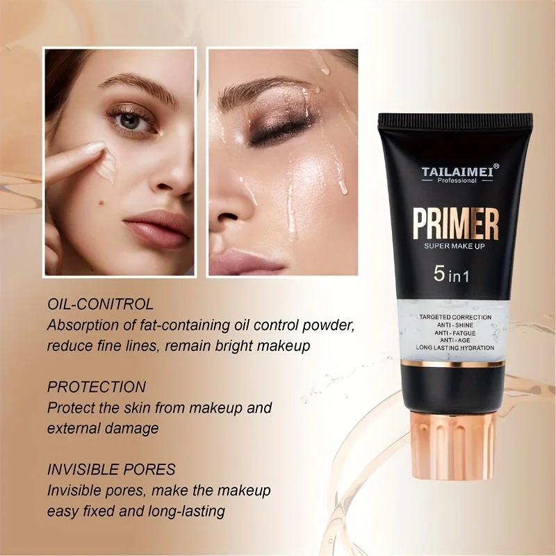 Waterproof Base Transparent Gel Makeup Primer - Full Coverage Matte Foundation With Color Retention, Natural Avocado And Rose Ex - Image 3